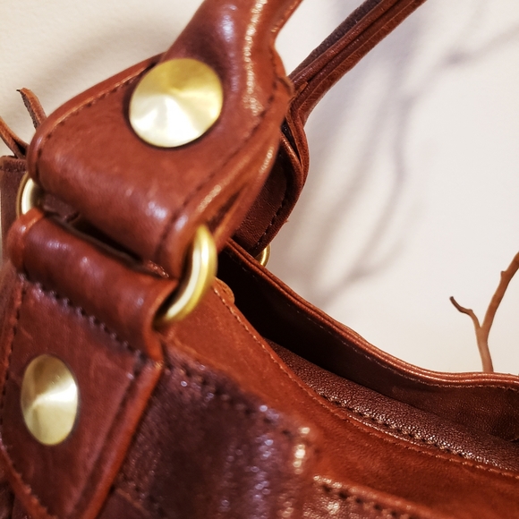 CHOCOLAT BLU Dist. Terra Cotta Brn Leather Handbag-NWOT - Picture 7 of 12